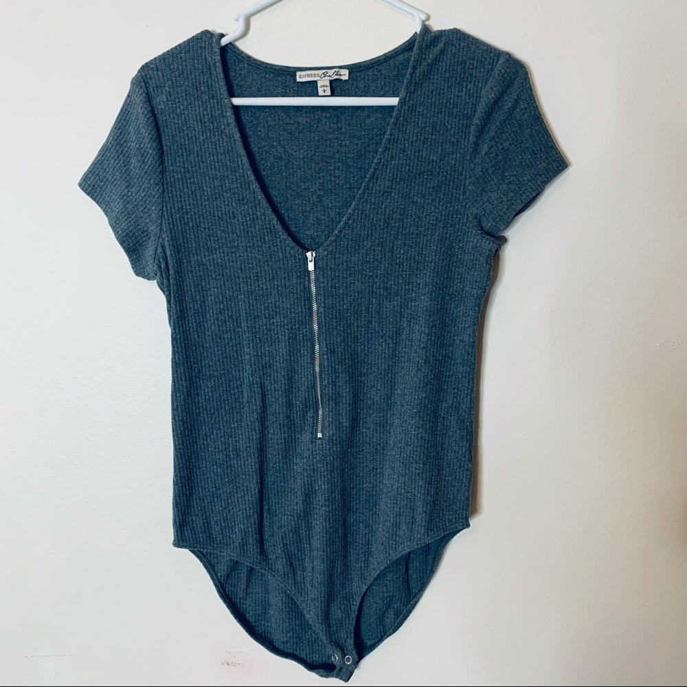 Grey Express zipper front body suit